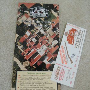 Winchester Mystery House Guide Map + Admission Ticket San Jose CA Vtg Souvenir